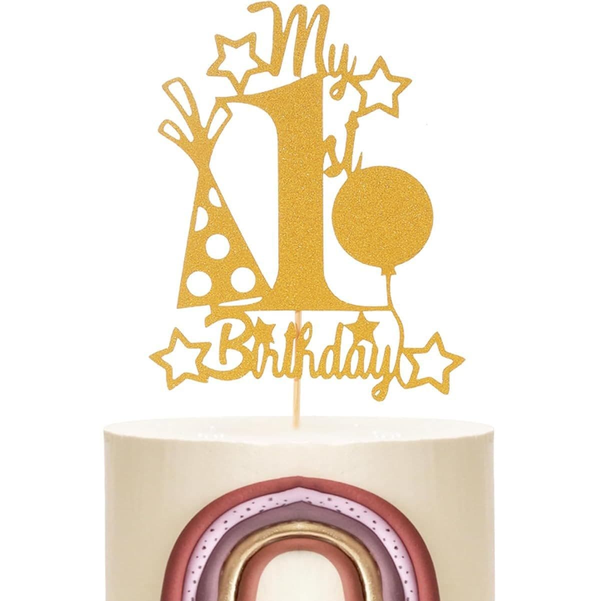 1st Birthday Cake Topper One Cake Insert for Boys Girls Baby Party Cake Decoration Insert