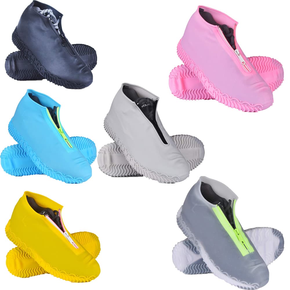 Outdoor Waterproof Zipper Silicone Shoe Covers, Large Size, Foldable Adult Anti-Slip, Wear-Resistant, Stain-Proof Rain Shoes