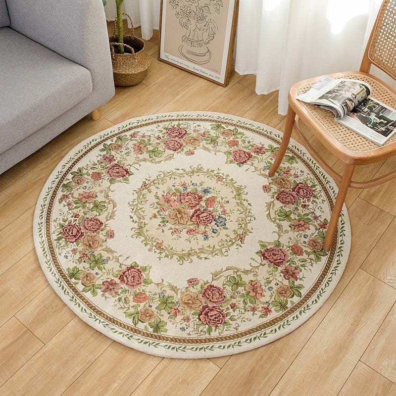 Crystal Velvet Carpet Living Room Large Area Rug Vintage Round Durable Sofa Coffee Table Mat