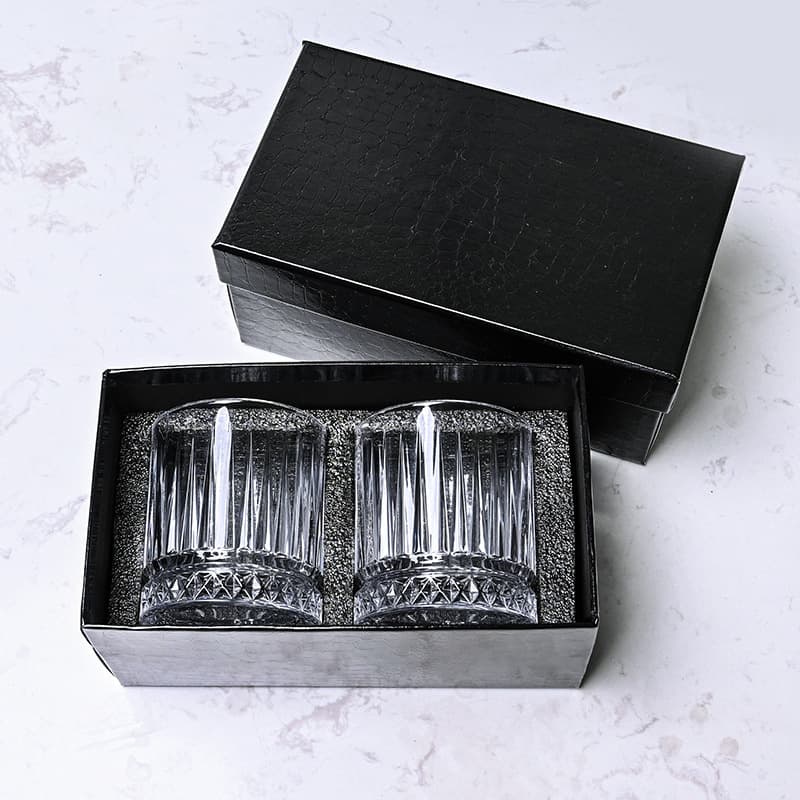 Set of 2 Embossed Whiskey Glasses, Cross-Border Glass Wine Beer Tumbler Pair, Gift Box Set Custom
