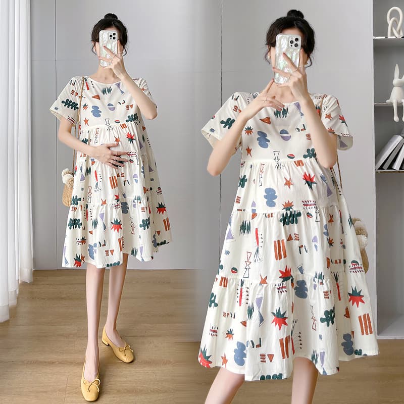 Maternity Summer Dress 2024 New Fashionable Loose Maternity Dress for Trendy Moms Loose Fit Maternity Gown