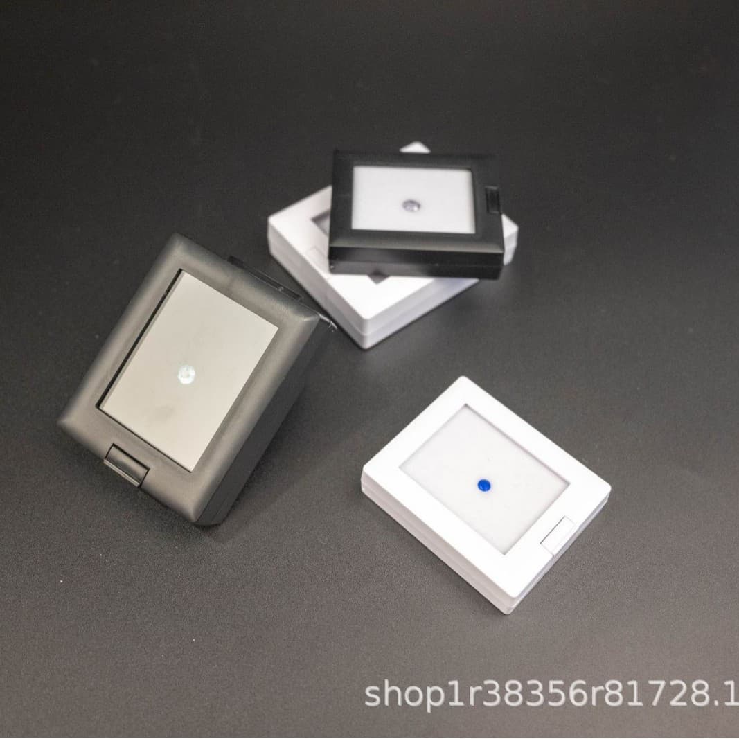 Bare diamond box, gem box, acrylic square box, plastic transparent suede colored treasure display box, diamond box storage