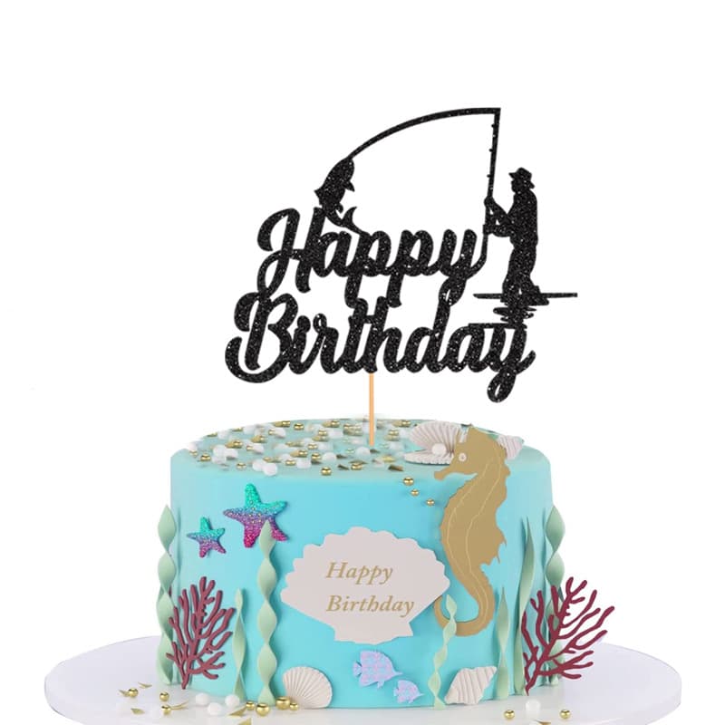 Cross-border Mermaid Theme HAPPY BIRTHDAY Cake Topper Party Glitter Cake Decoration Insert
