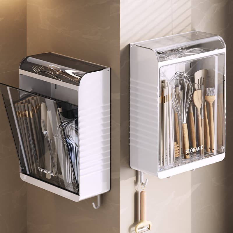 Household Wholesale Chopstick Holder Storage Rack, Drainage Rack, Wall-Mounted No-Drilling, Multifunctional Air-Drying Plastic Chopstick Basket