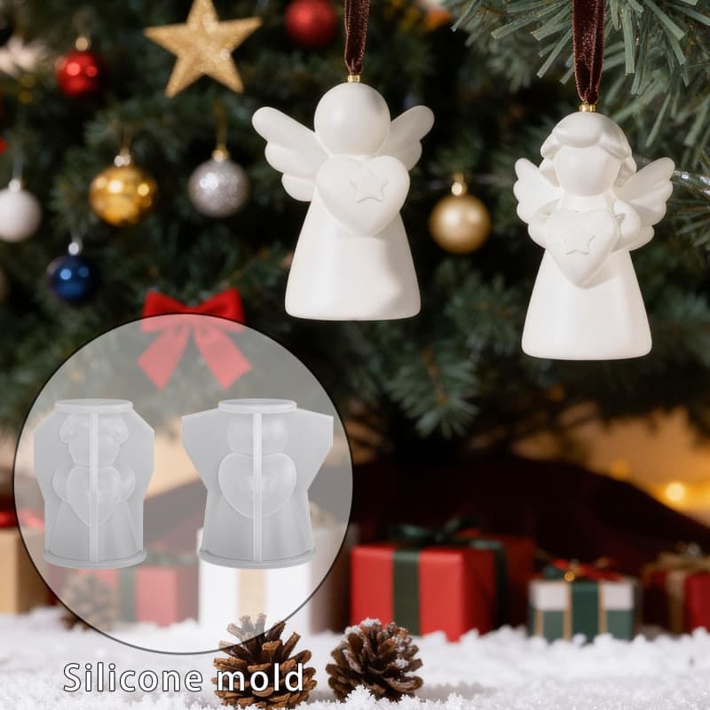 Sweet DIY Wing Angel Resin Mold Cute Angel Girl Figurine Plaster Silicone Mold