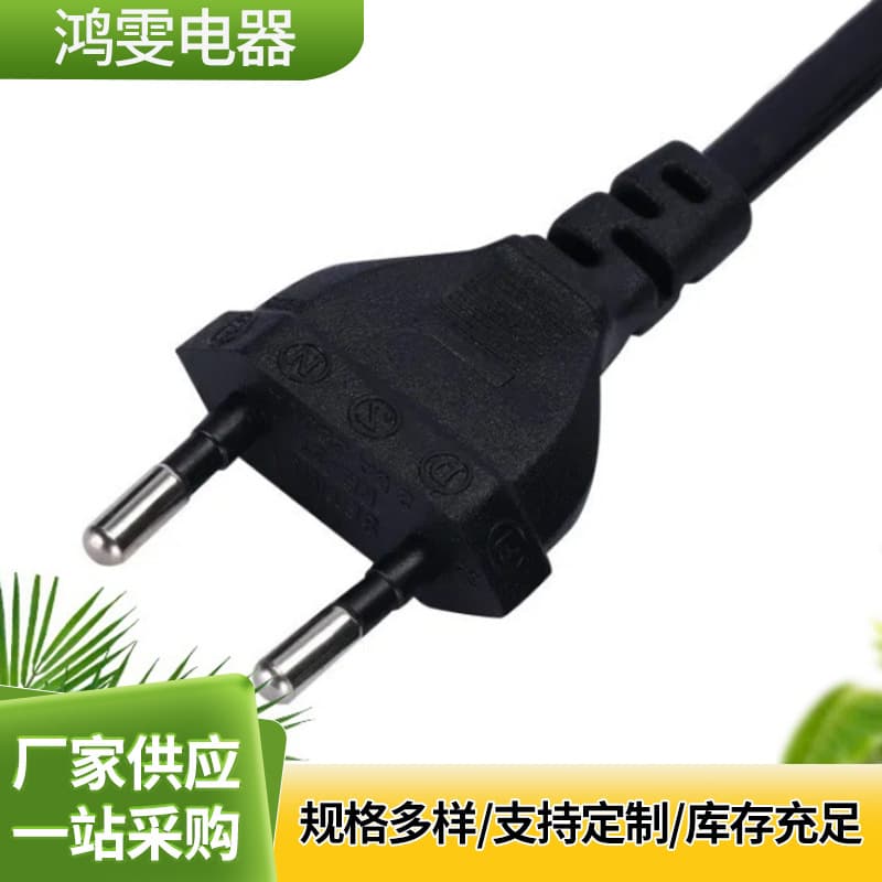 AC two-core small European standard power cord, small appliance two-round single-end bare tail wire, 2-core self-soldering with plug charging cable