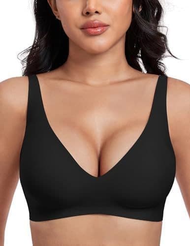 Uroagous Deep V Bra Women's Wirefree Seamless Bra Women's Wirefree Low Cut T-Shirt Bra