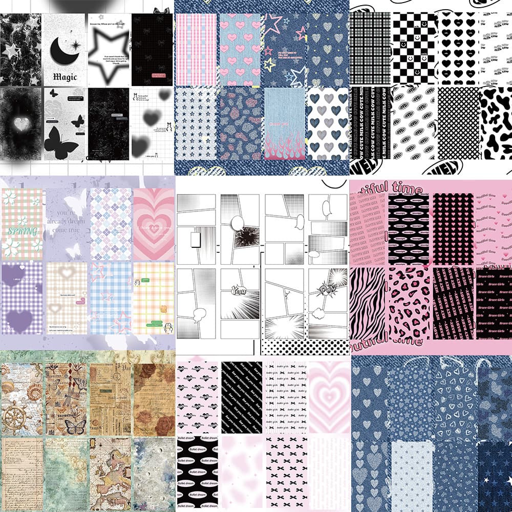 [Collection] 8 mobile phone card backing stickers sticky waterproof handbook material epoxy self-adhesive decorative stickers