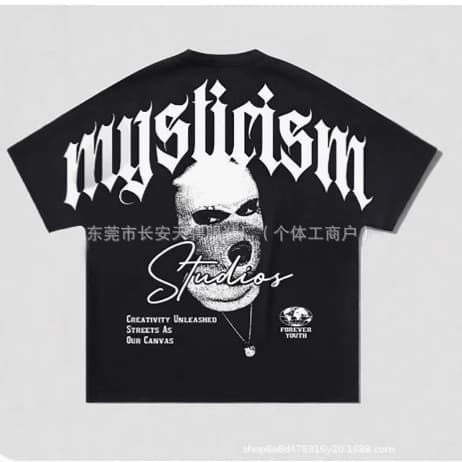 American Spring/Summer Thin Fashion Trend Dark Hip-Hop Print Short Sleeve Shirt Versatile Loose Casual Top