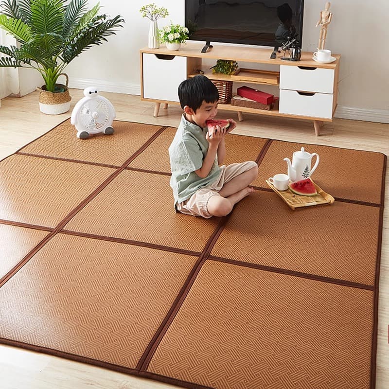Japanese Rattan Floor Mats Foldable Bedroom Carpets Living Room Summer Mats Tatami Mats Leisure Floor Carpets