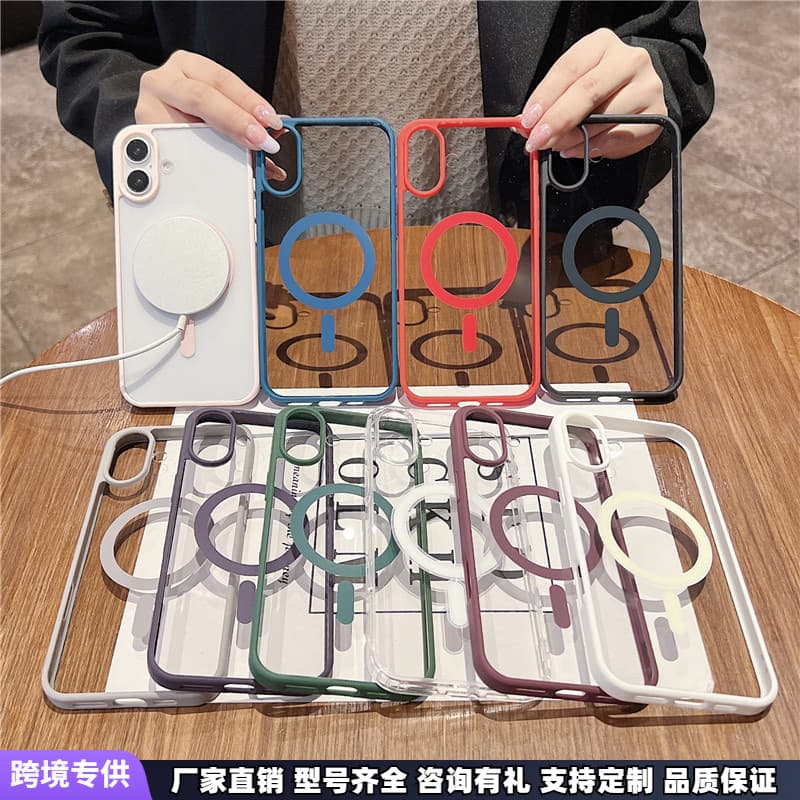 Magnetic Transparent Phone Case for iPhone 16 Pro Max, iPhone 17, Macaron S25, Large Cutout Protective Case