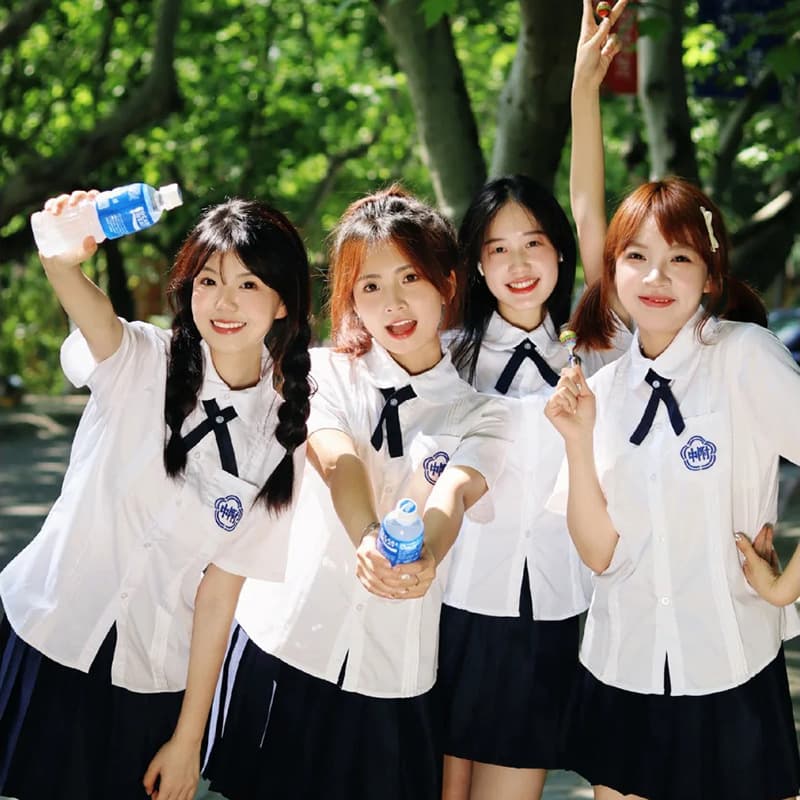 JK Uniform Taiwan Affiliated High School Graduation Season Summer Organ Pleated Shirt Uniform Class Uniform Performance Uniform Games Suit
