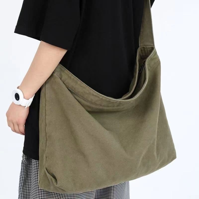 6 Large Capacity Student Retro Canvas Crossbody Bag Handbag Shoulder Bag Backpack Class Bag Commuter Bag for Men and Women