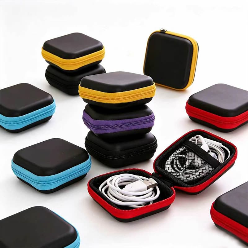EVA Digital Storage Case TWS Bluetooth Headphone Organizer Charging Cable Storage Box Square Coin Purse Zipper Pouch