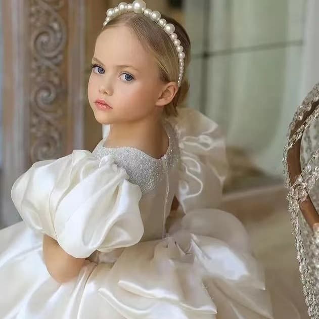 Children's Princess Dress Girls Piano Performance Gown New Flower Girl Tulle Party Host Evening Dress Summer