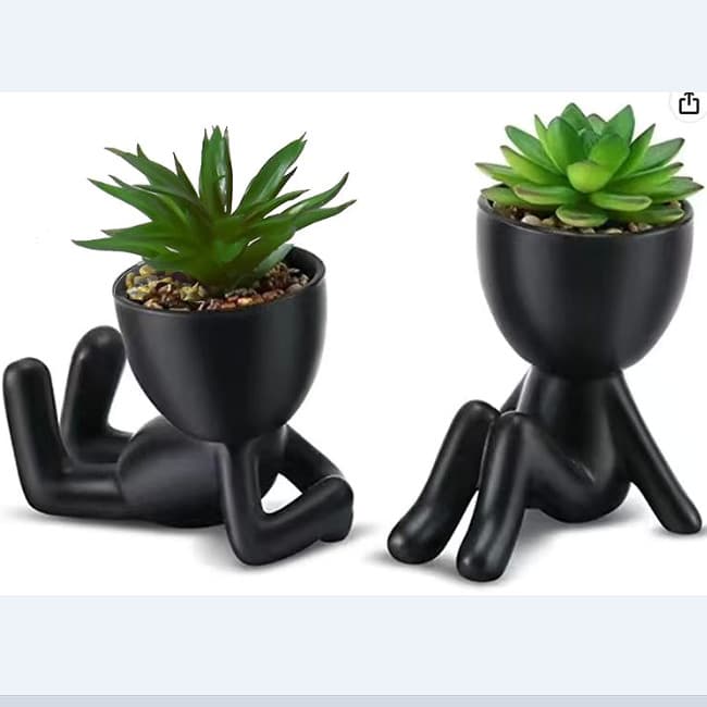 Ceramic Desktop Flower Vase Container Creative Craft Simulation Succulent Green Plant Gardenia Small Figure Potted Plant