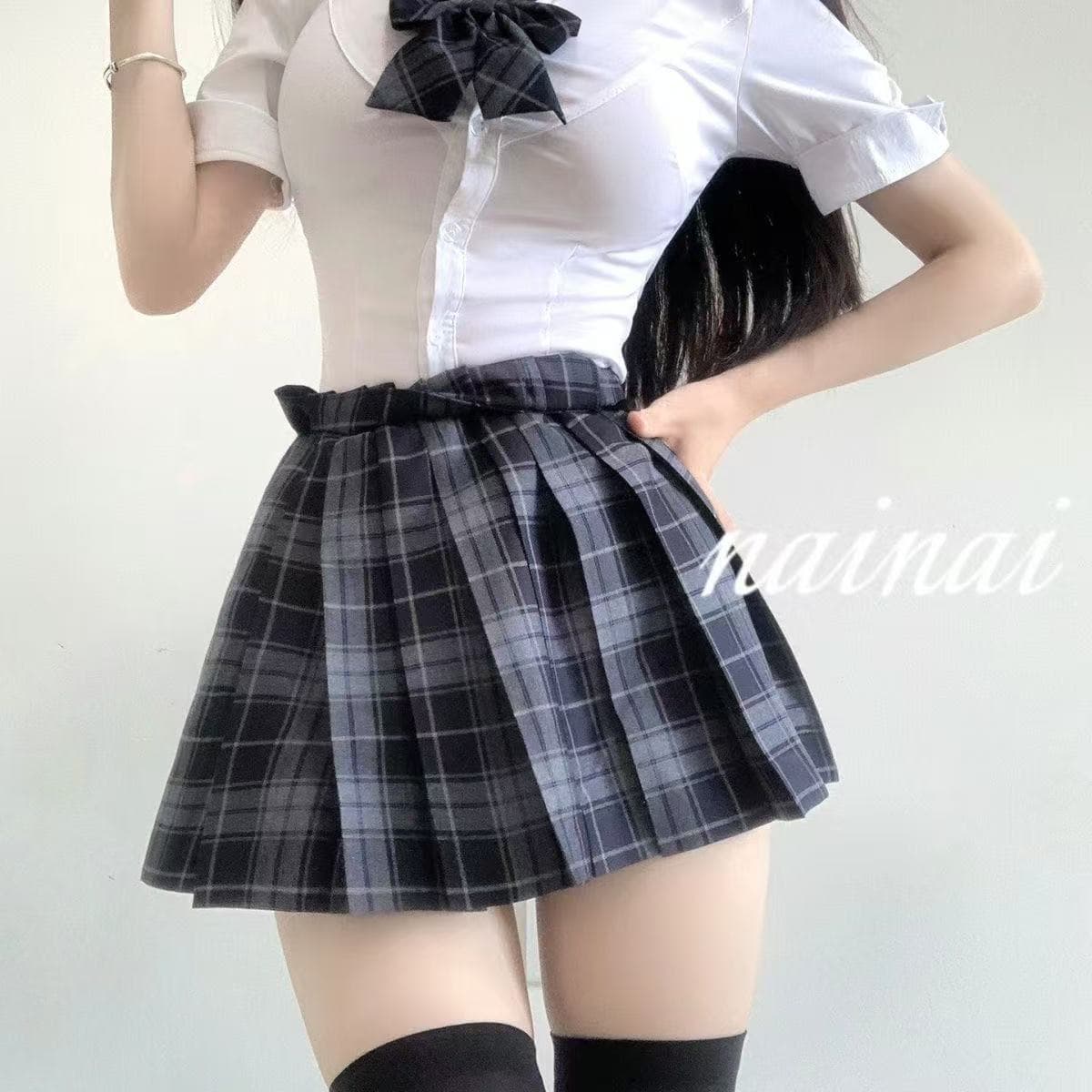 Original Night Summer authentic JK uniform women's full set waist-cinching shirt plaid skirt versatile hit spicy girl.