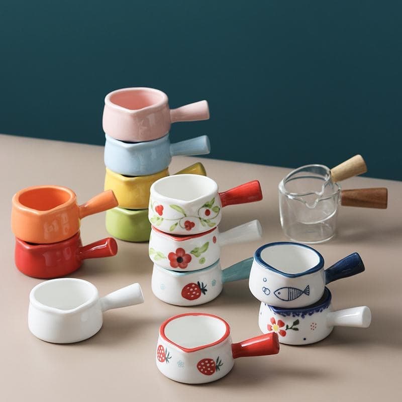 Japanese Ceramic Mini Milk Pot with Handle, Milk Cup, Milk Jug with Handle, Milk Cup, Sauce Dish, Coffee Utensil