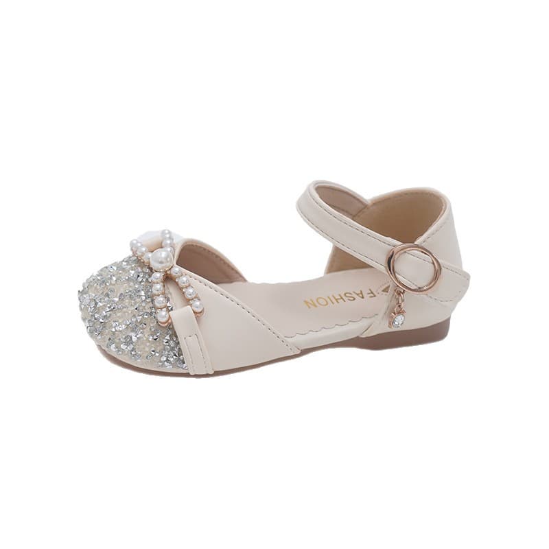 Girls' Closed-Toe Sandals Summer New Rhinestone Little Princess Shoes Anti-Slip Girls' Shoes Soft Sole Baby Girls' Shoes