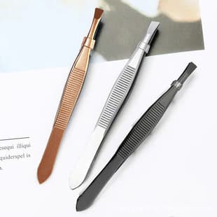 Factory Wholesale Stainless Steel Eyebrow Tweezers Straight and Slant Tip Professional Eyebrow Clamp Hair Removal Tweezers Beauty Eyebrow Tool