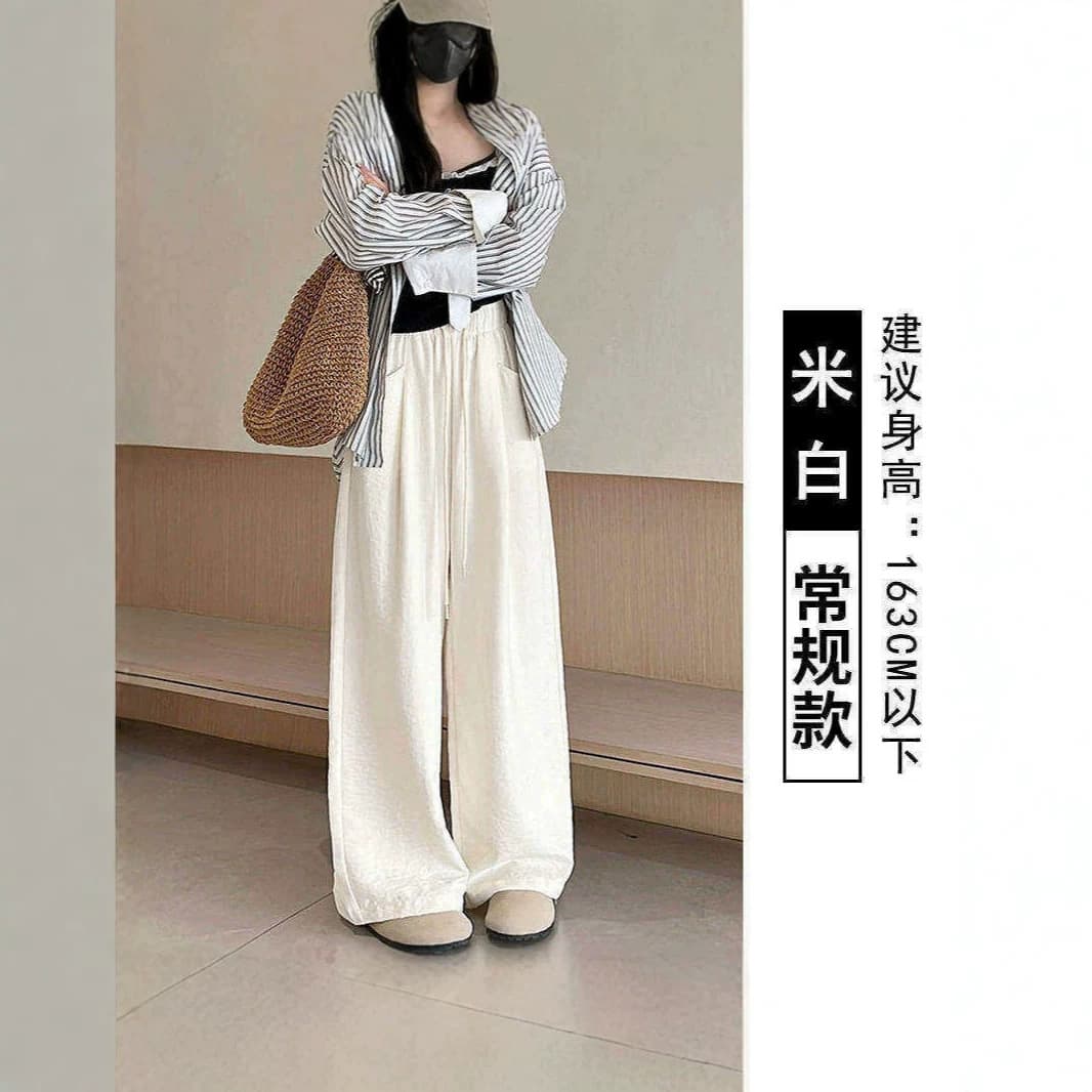 2026 New Lazy Casual Style Loose Textured Wide-Leg Pants Milkfufu Yamamoto Pants with Pockets Women's Summer Thin