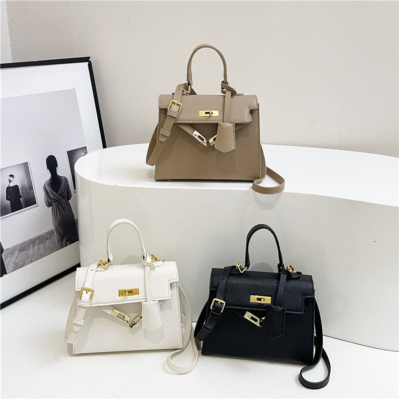 Trendy Korean-style Ins minimalist chic Kelly bag for women, versatile casual solid color crossbody bag