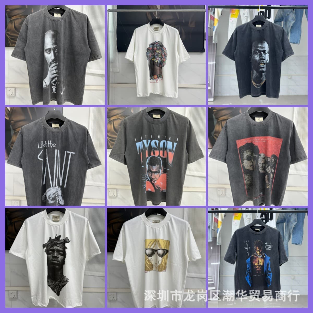 American High Street BIG FACE Portrait Direct Print Vintage Heavyweight Washed Distressed VTG Short Sleeve T-Shirt Streetwear