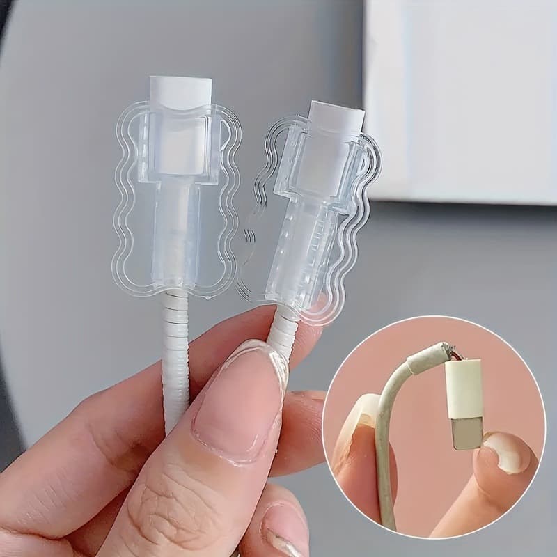 Compatible with Apple 15 Ins Charger Case 20W Cable Winder Anti-Break Three-Layer Wave Overlay Transparent Cable Biter
