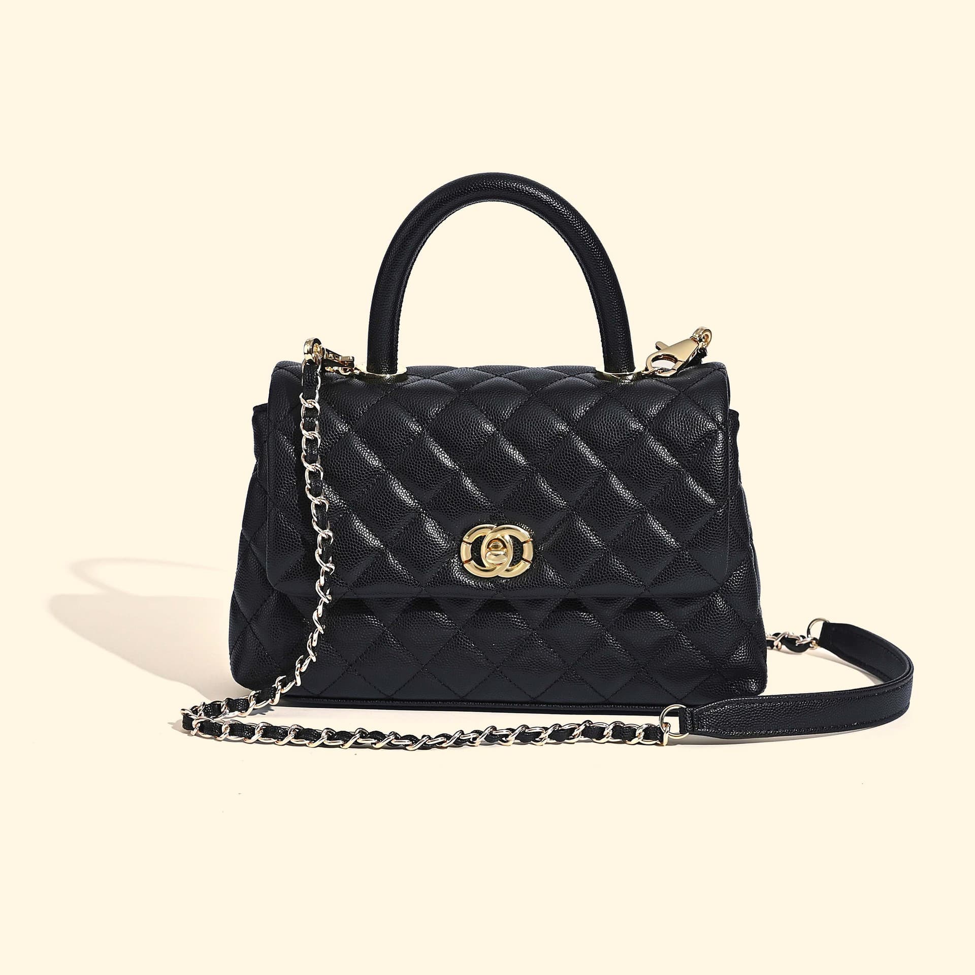 2025 New Style Quilted Chain Bag DIY Caviar Leather Fashion Versatile Handbag Crossbody Small Square Bag