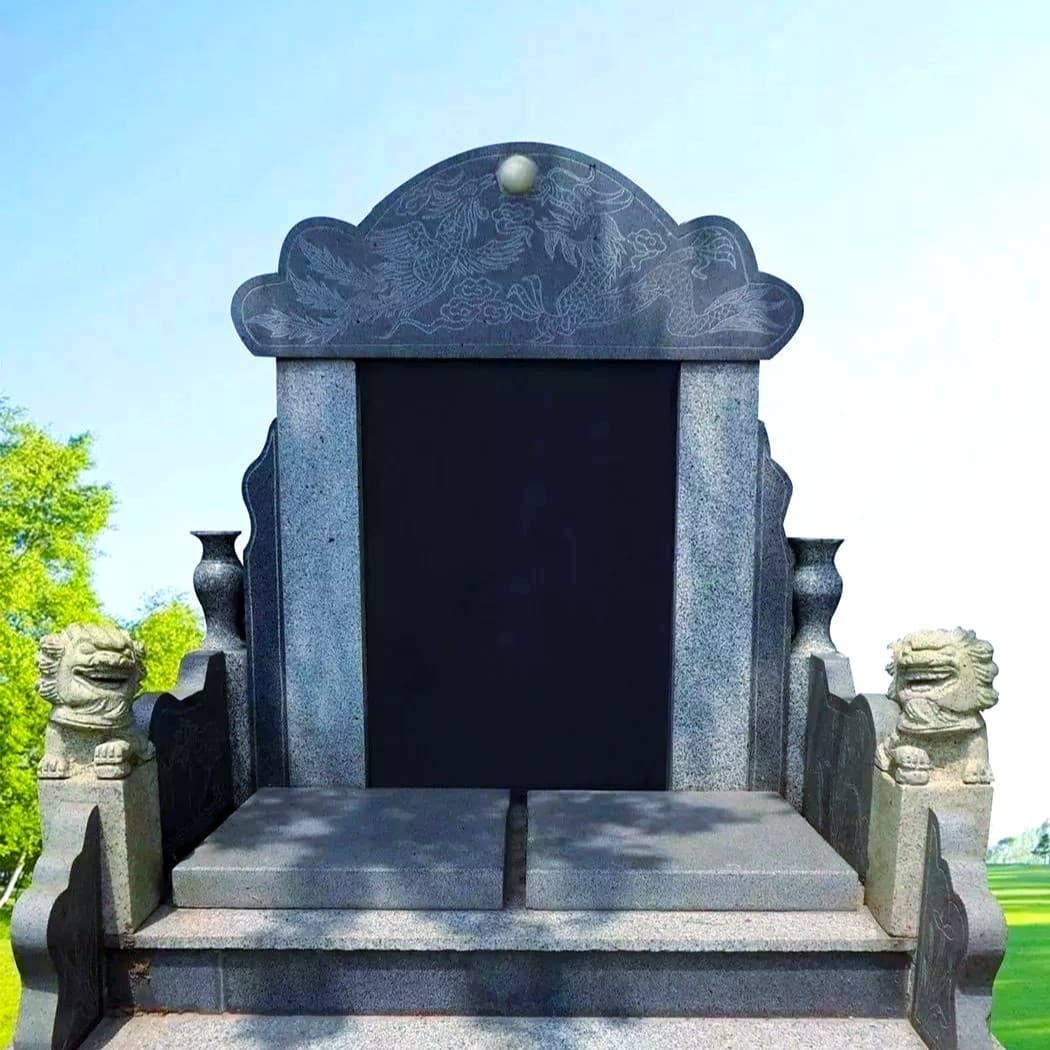 Agricultural Engraved Stone Carving Tombstone, Blue Stone Carved Granite Tombstone, Marble Rectangular Cemetery Grave