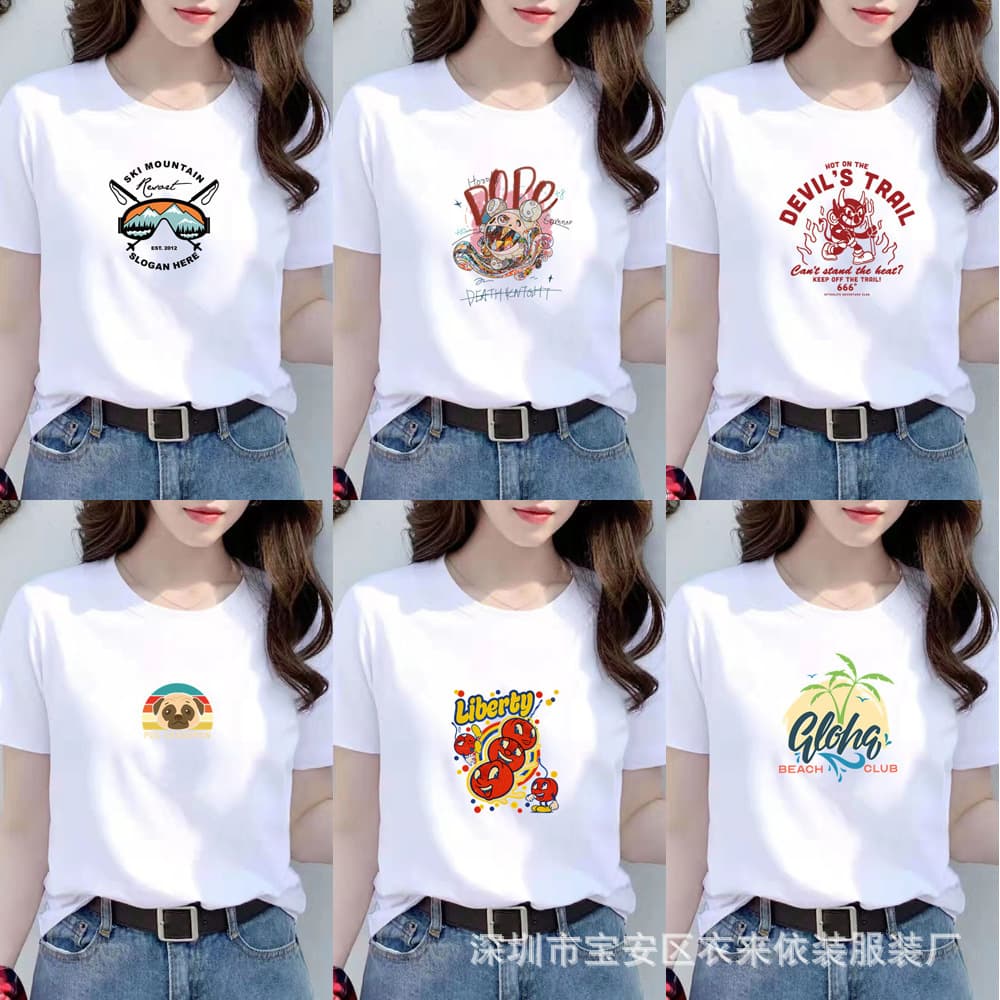 Summer Plus Size Women's Short Sleeve T-Shirt Wholesale Loose White T-Shirt 9.9 Free Shipping Wholesale Street Stall Source Trendy Hot Style