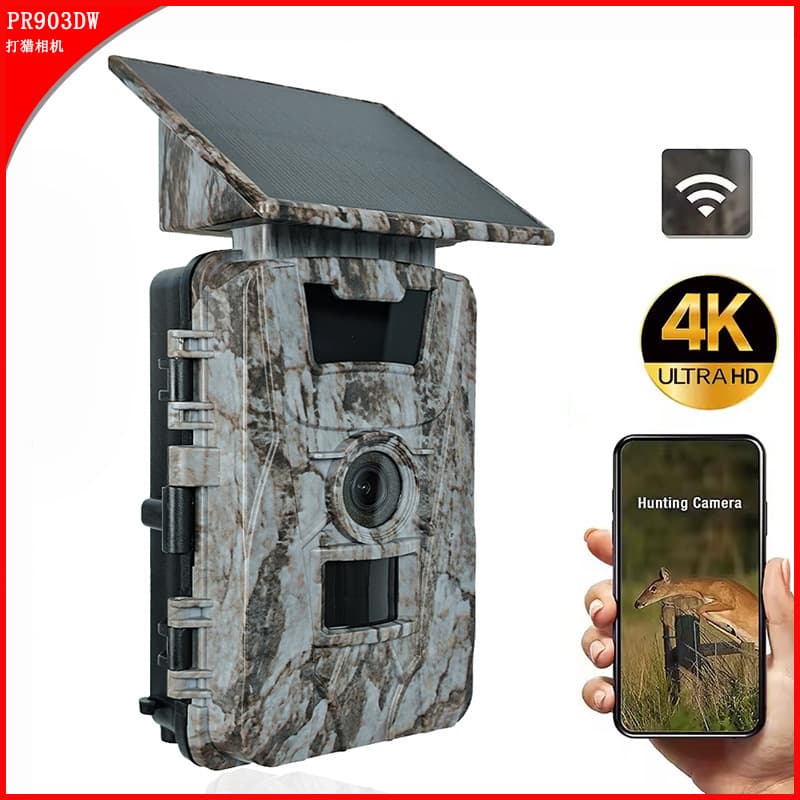 4K new solar infrared hunting camera APP view wifi built-in 5200 battery outdoor hunting camera