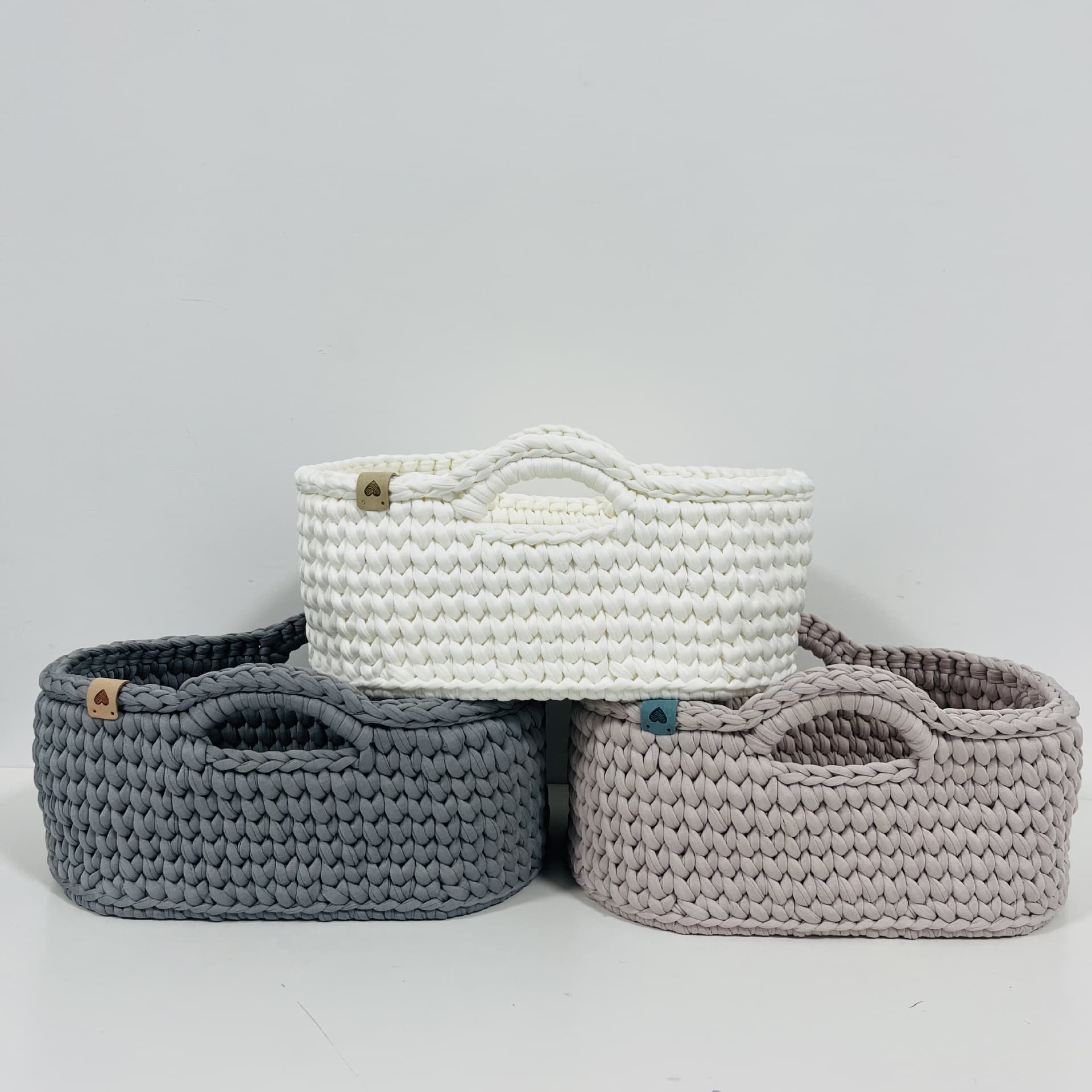 Crochet Cotton Moses Basket for Baby Doll Carrier and Knitting Accessories