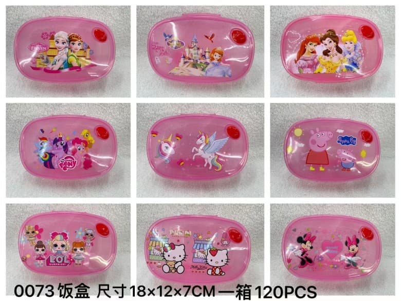 Ice and Snow Lunch Box Unicorn Minnie Pony Sophie Cat White Snow Minnie Lunch Box with Spoon Round Lunch Box 0073