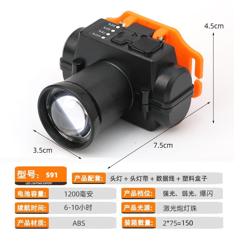 Rechargeable High-Power Lithium Battery Mini Headlamp LED Fishing Light Outdoor Head-Mounted Flashlight Mining Lamp