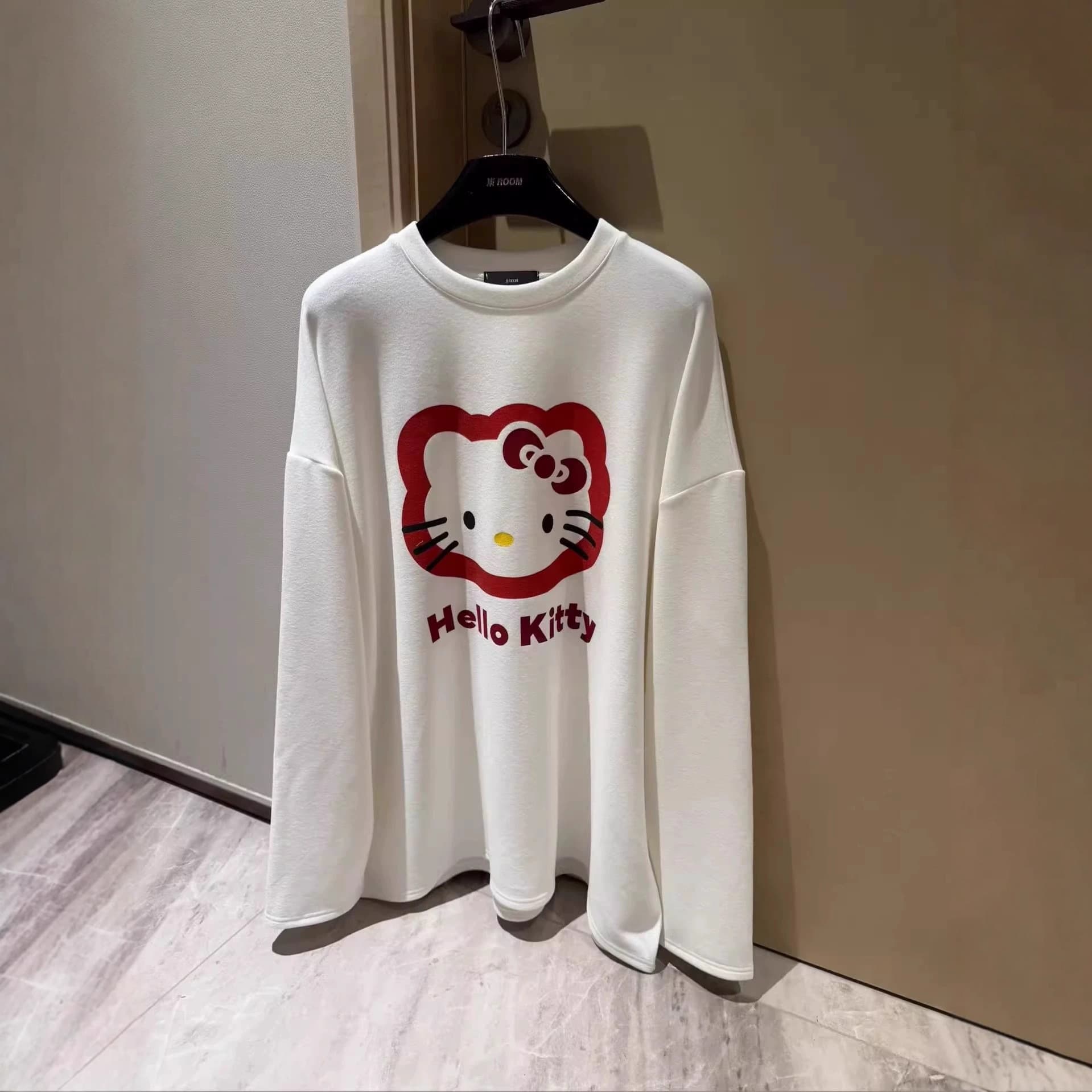 Korean Dongdaemun Plus Size Spring Autumn New Loose Fit Slimming Versatile Youthful Cartoon Hello Kitty Cotton Long Sleeve T-Shirt for Women