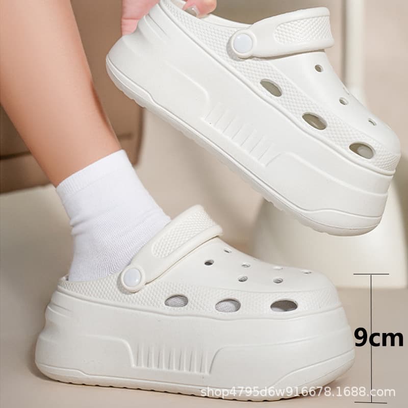 2025 Summer New 9CM Thick Sole EVA Clogs Beach Trendy Height-Increasing Women's Sandals Slippers