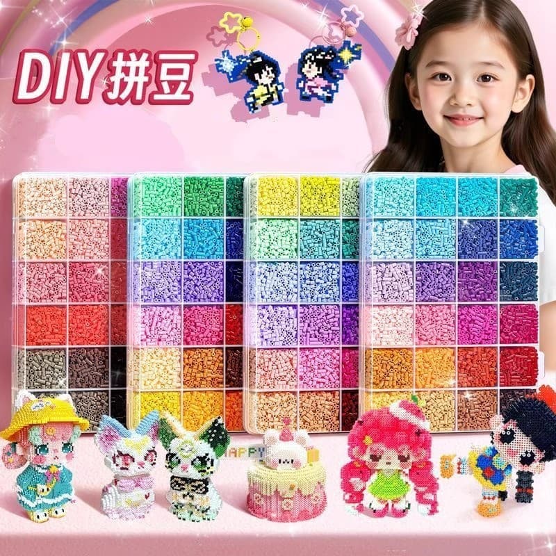 2.6mm Perler beads fusion bead DIY craft kit for children, complete 3D set with tools, ironing, and puzzle.