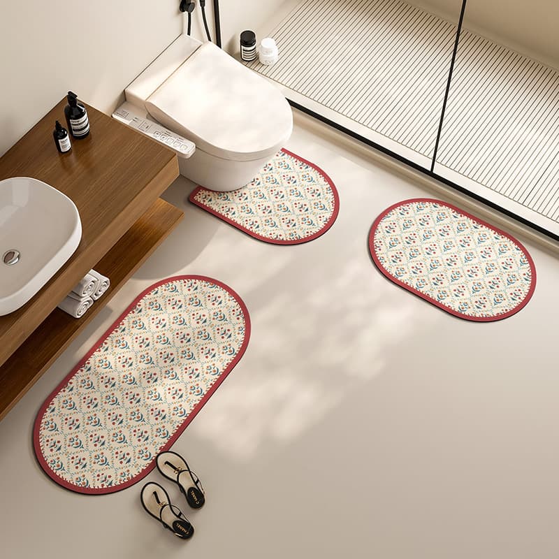 American Bathroom Diatomite Floor Mat Toilet Non-Slip Mat Bathroom Three-Piece Set U-Shaped Absorbent Mat