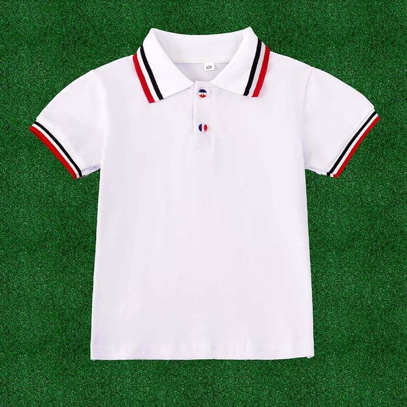 Polo Shirt 31888 School Uniform Boys Girls Youth Short Sleeve T-Shirt White Collar Top Pure Cotton Shirt Girls