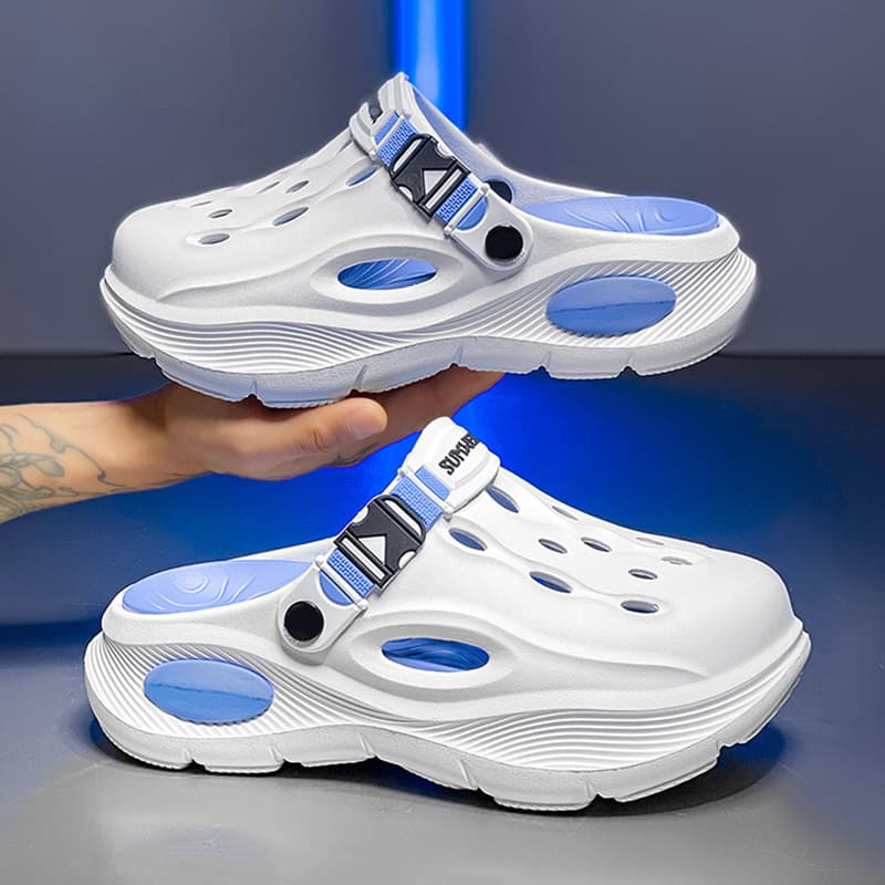 Cross-border Crocs Men's Summer Outerwear Thick-soled Baotou Slippers Non-slip Wear-Resistant Sports Shit-feeling Beach Sandals