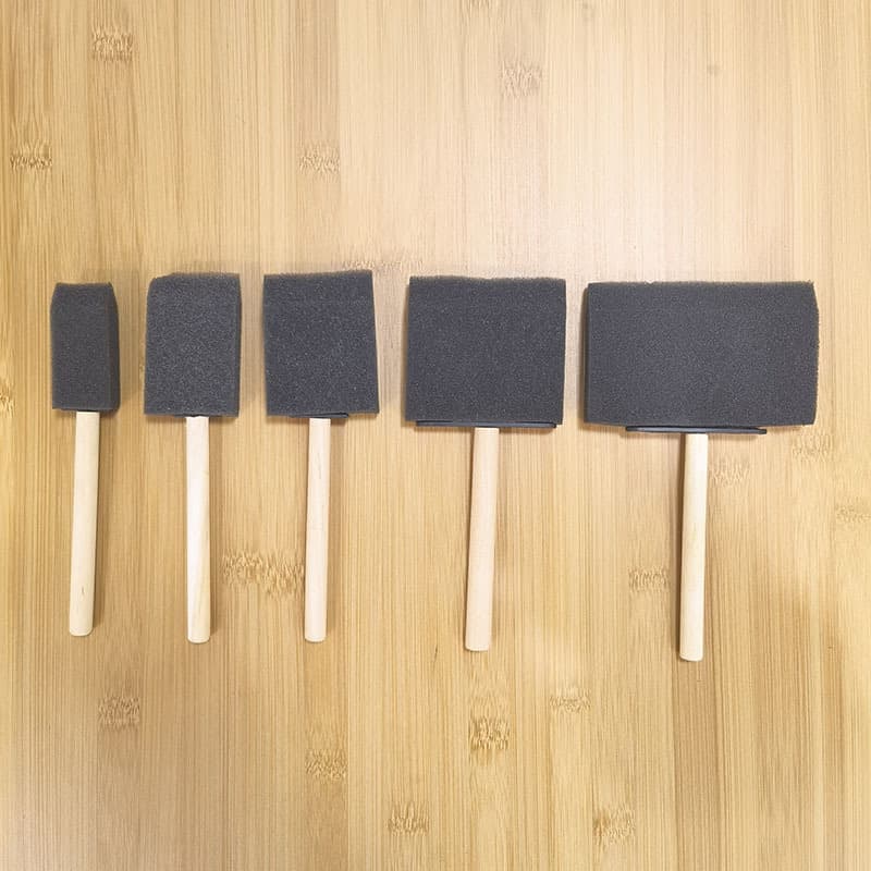 Supply of 1-4 inch wooden handle black sponge brushes, 4 pieces per set, children's DIY doodle painting sponge brushes