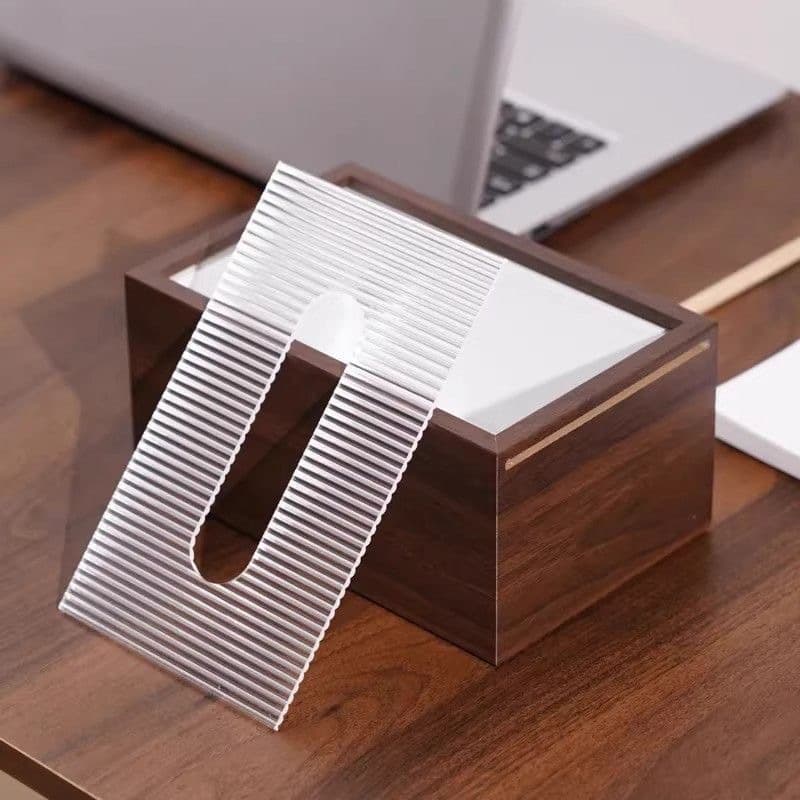 Chinese-style wooden desktop tissue box, high-end light luxury minimalist coffee table for living room, bedroom, office, walnut wood colored tissues