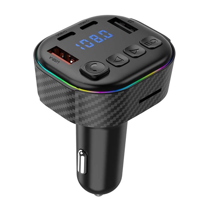 New Colorful Light Car Bluetooth MP3 Hands-Free Player FM Transmitter TYPE-C Bluetooth Dual USB Car Charger