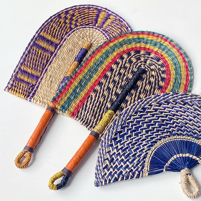 Summer Handwoven Fan, B&B Wall Decoration Background Ornament, Vintage Hanging Decor, Living Room Cooling Straw Handheld Fan