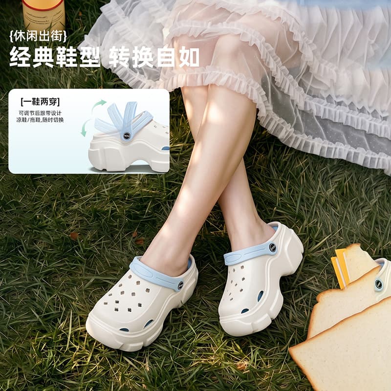 Beach Sandals Non-Slip Toe-Cover Slippers Women's Summer EVA Clogs Outdoor Hole Shoes Women's Wholesale
