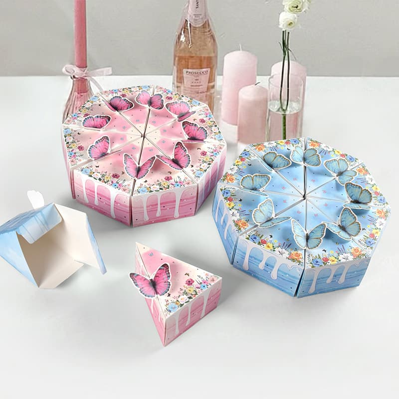 Cute 3D Butterfly Triangle Cake Shape Birthday Party Creative Gift Box Candy Table Decoration 8 Pieces/Pack