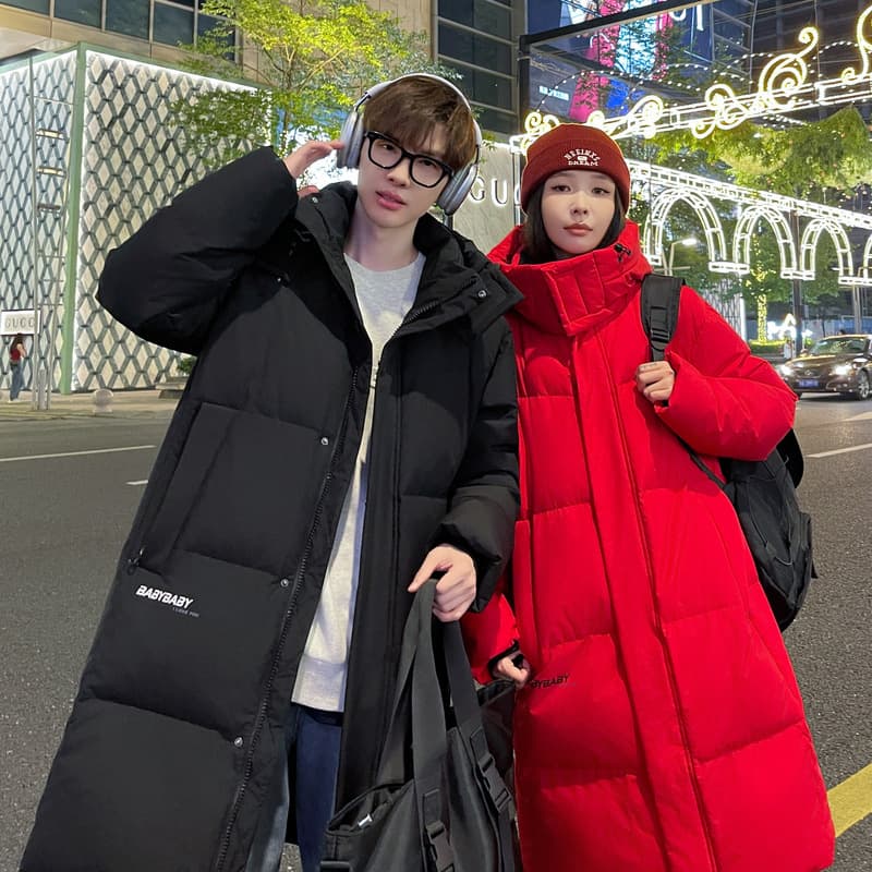 New Cross-Border Down Jacket Couples Winter Men and Women Stylish Slim-Fit Mid-Long Warm Cold-Proof Popular Coat