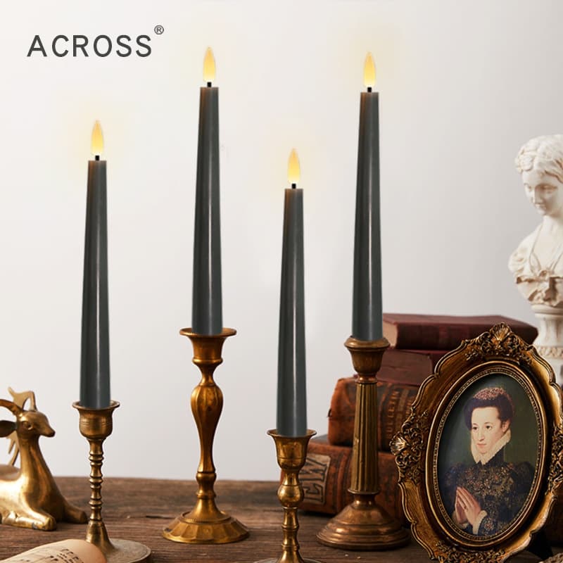 Nordic Simple Long Stem LED Flickering Candle with 10-Key Remote Control, Cross-Border Supply Atmosphere Decorative Candle Light