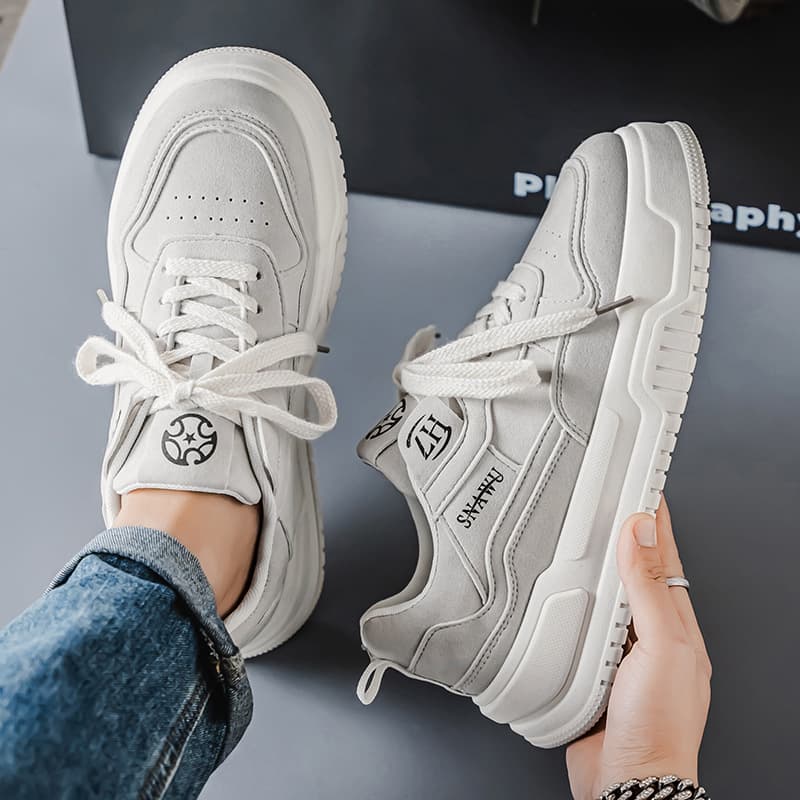 Men's Shoes 2026 New Summer Breathable Men's Versatile Casual White Shoes Teenagers Thick Sole Trendy Sports Plate